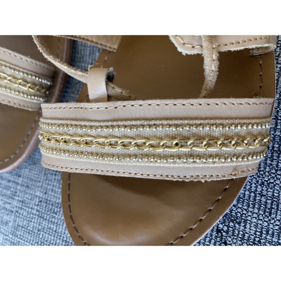 Franco Sarto Women's Morale Sandals Size 7M Ankle Lace Gold Chain Details - Picture 4 of 8